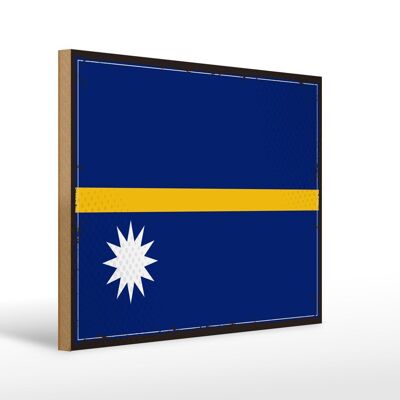 Holzschild Flagge Naurus 40x30cm Retro Flag of Nauru Deko Schild