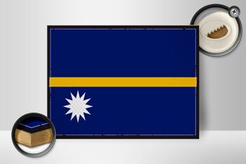 Panneau en bois drapeau de Nauru 40x30cm, drapeau rétro de Nauru, panneau décoratif 2