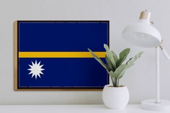 Panneau en bois drapeau de Nauru 40x30cm, drapeau rétro de Nauru, panneau décoratif 3