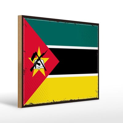 Panneau en bois drapeau du Mozambique 40x30cm drapeau rétro signe du Mozambique