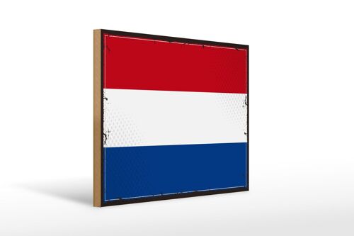 Holzschild Flagge Niederlande 40x30cm Retro Netherlands Deko Schild