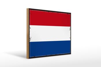 Panneau en bois drapeau pays-bas 40x30cm, panneau décoratif rétro pays-bas 1