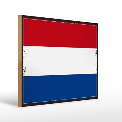 Holzschild Flagge Niederlande 40x30cm Retro Netherlands Deko Schild