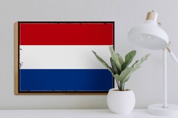 Panneau en bois drapeau pays-bas 40x30cm, panneau décoratif rétro pays-bas 3