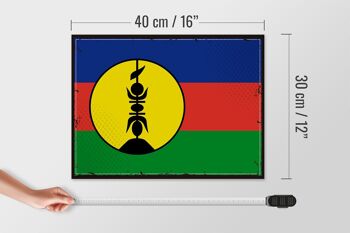 Panneau en bois drapeau Nouvelle-Calédonie 40x30cm drapeau rétro panneau décoratif en bois 4