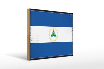 Panneau en bois drapeau du Nicaragua 40x30cm drapeau rétro signe du Nicaragua 1