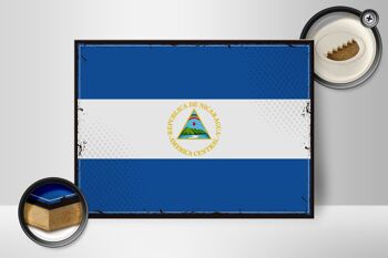 Panneau en bois drapeau du Nicaragua 40x30cm drapeau rétro signe du Nicaragua 2