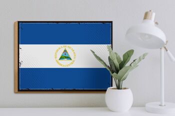 Panneau en bois drapeau du Nicaragua 40x30cm drapeau rétro signe du Nicaragua 3