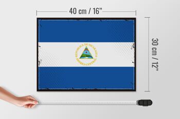 Panneau en bois drapeau du Nicaragua 40x30cm drapeau rétro signe du Nicaragua 4