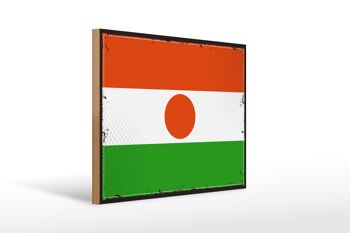 Panneau en bois drapeau du Niger 40x30cm drapeau rétro du Niger signe décoratif 1