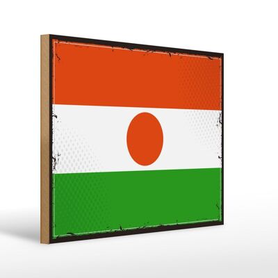 Holzschild Flagge Nigers 40x30cm Retro Flag of Niger Deko Schild