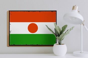 Panneau en bois drapeau du Niger 40x30cm drapeau rétro du Niger signe décoratif 3