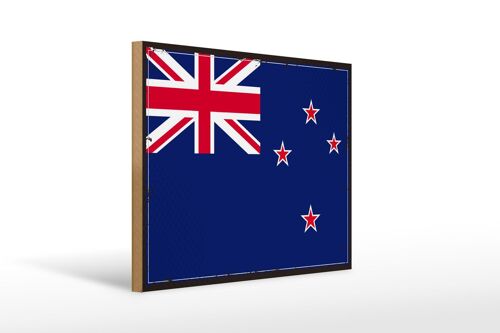 Holzschild Flagge Neuseelands 40x30cm Retro New Zealand Deko Schild
