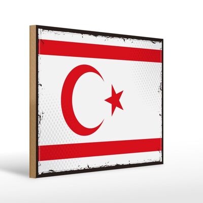 Letrero de madera bandera del norte de Chipre 40x30cm bandera retro letrero decorativo de madera