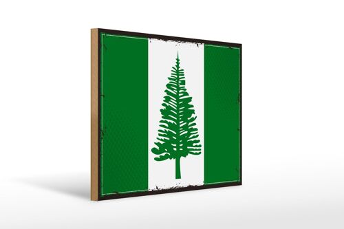 Holzschild Flagge Norfolkinsel 40x30cm Retro Flag Holz Deko Schild
