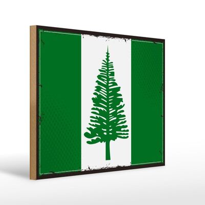 Cartello in legno bandiera Norfolk Island 40x30 cm bandiera retrò cartello decorativo in legno