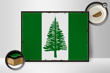Panneau en bois drapeau de l'île Norfolk 40x30cm, drapeau rétro, panneau décoratif en bois 2