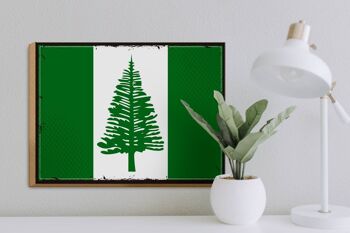 Panneau en bois drapeau de l'île Norfolk 40x30cm, drapeau rétro, panneau décoratif en bois 3