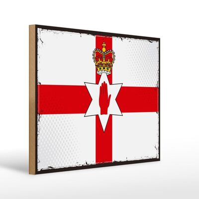 Letrero de madera bandera Irlanda del Norte 40x30cm cartel de bandera retro