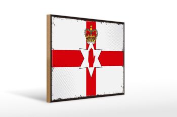 Panneau en bois drapeau Irlande du Nord 40x30cm, drapeau rétro 1