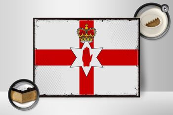 Panneau en bois drapeau Irlande du Nord 40x30cm, drapeau rétro 2