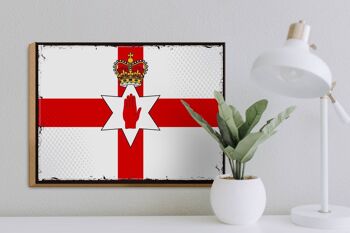 Panneau en bois drapeau Irlande du Nord 40x30cm, drapeau rétro 3