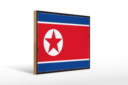Holzschild Flagge Nordkoreas 40x30cm Retro North Korea Deko Schild