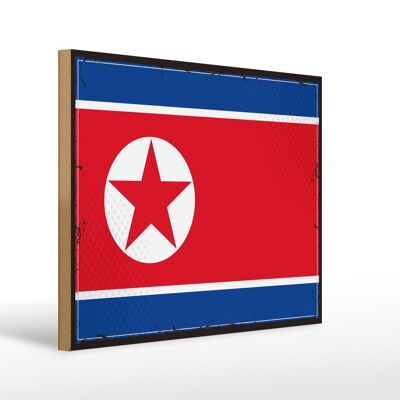 Holzschild Flagge Nordkoreas 40x30cm Retro North Korea Deko Schild