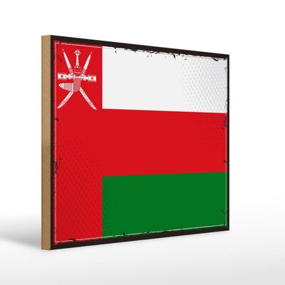 Holzschild Flagge Omans 40x30cm Retro Flag of Oman Holz Deko Schild