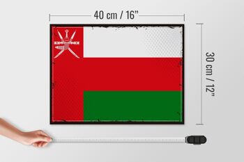 Panneau en bois drapeau d'oman 40x30cm, drapeau rétro d'oman, panneau décoratif en bois 4