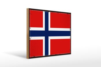 Panneau en bois drapeau de la norvège, 40x30cm, drapeau rétro, panneau décoratif de la norvège 1