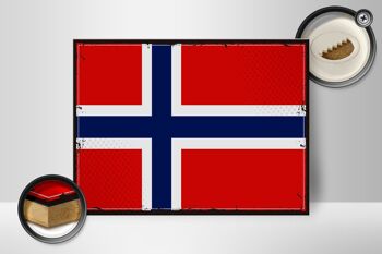 Panneau en bois drapeau de la norvège, 40x30cm, drapeau rétro, panneau décoratif de la norvège 2
