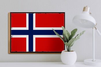 Panneau en bois drapeau de la norvège, 40x30cm, drapeau rétro, panneau décoratif de la norvège 3