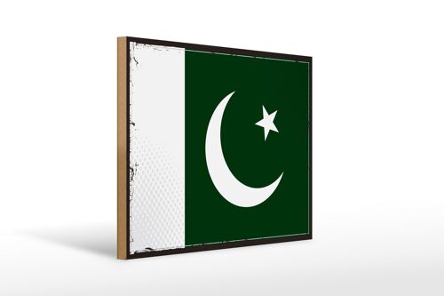 Holzschild Flagge Pakistans 40x30cm Retro Flag of Pakistan Schild