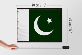 Panneau en bois drapeau du Pakistan 40x30cm, drapeau rétro du Pakistan 4