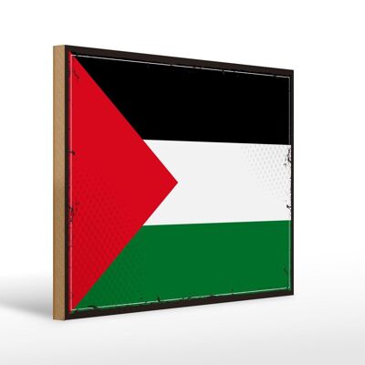 Cartello in legno Bandiera della Palestina 40x30 cm Cartello con bandiera retrò della Palestina