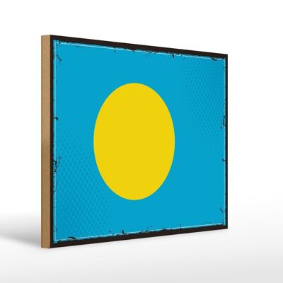 Cartello in legno Bandiera di Palau 40x30 cm Insegna decorativa retrò Bandiera di Palau
