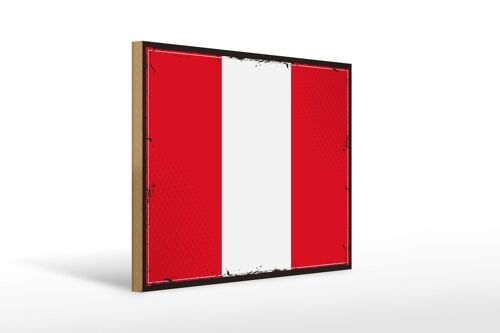 Holzschild Flagge Perus 40x30cm Retro Flag of Peru Holz Deko Schild