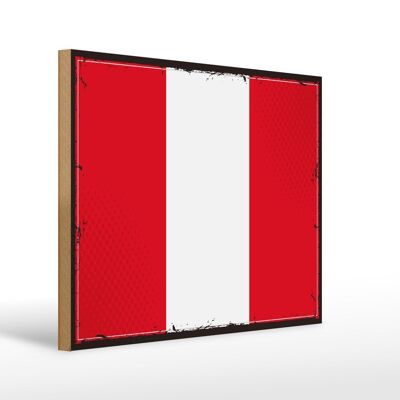 Cartello in Legno Bandiera del Perù 40x30 cm Bandiera retrò del Perù Cartello decorativo in legno