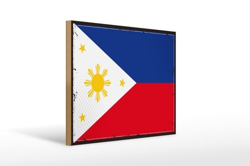 Holzschild Flagge Philippinen 40x30cm Retro Philippines Deko Schild