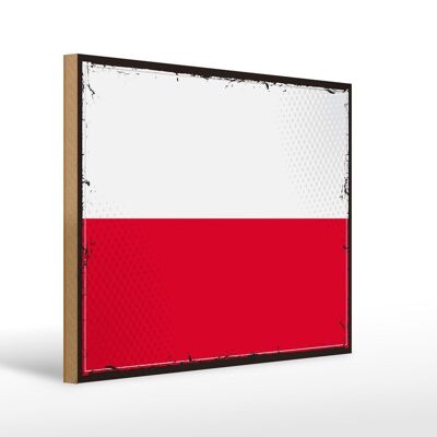 Letrero de madera Bandera de Polonia 40x30cm Bandera retro de Polonia Letrero decorativo