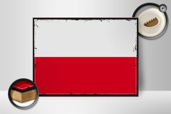 Panneau en bois drapeau de Pologne 40x30cm, drapeau rétro de Pologne, panneau décoratif 2