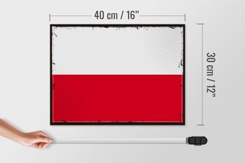 Panneau en bois drapeau de Pologne 40x30cm, drapeau rétro de Pologne, panneau décoratif 4