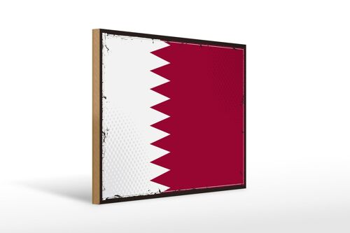 Holzschild Flagge Katars 40x30cm Retro Flag of Qatar Deko Schild