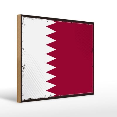 Holzschild Flagge Katars 40x30cm Retro Flag of Qatar Deko Schild