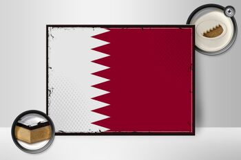 Panneau en bois Drapeau du Qatar 40x30cm Rétro Drapeau du Qatar signe décoratif 2