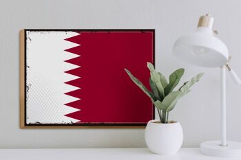 Panneau en bois Drapeau du Qatar 40x30cm Rétro Drapeau du Qatar signe décoratif 3