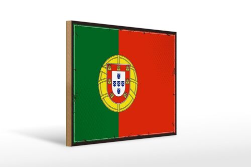 Holzschild Flagge Portugals 40x30cm Retro Flag of Portugal Schild