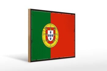 Panneau en bois Drapeau du Portugal 40x30cm Panneau rétro Drapeau du Portugal 1