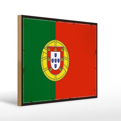 Holzschild Flagge Portugals 40x30cm Retro Flag of Portugal Schild